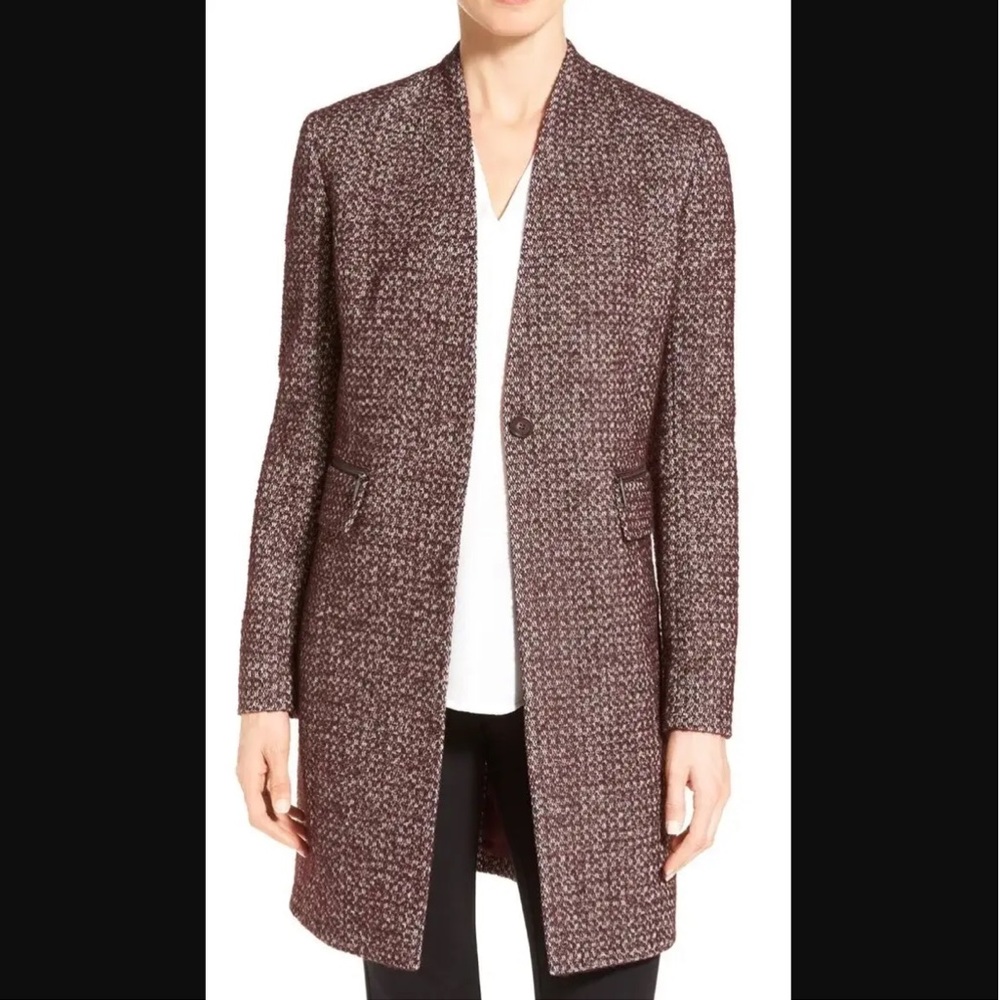 Classiques Entier Burgundy Tweed White Coat Jacket Size Small
